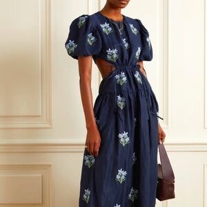 Agua By Agua Bendita Samba Open-Back
Embroidered Linen Maxi Dress